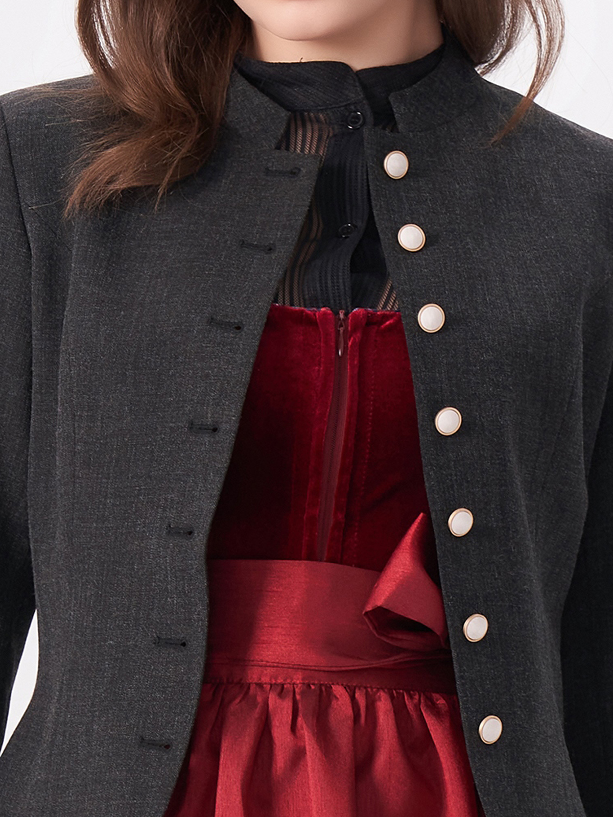 Langarm Dirndl Bluse in Schwarz