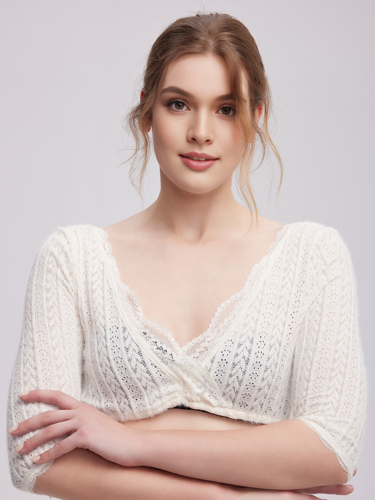 Ehreer Dirndl Bluse in Weiß